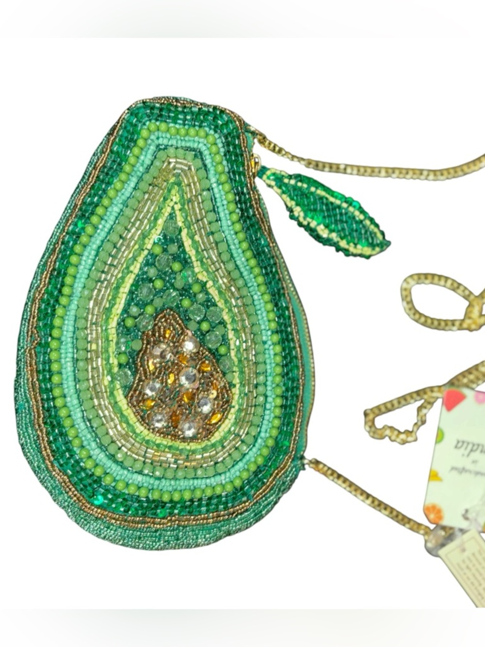 Beaded Avocado Crossbody Bag - Green